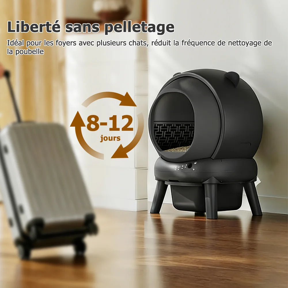 Bac à litière autonettoyant connecté 65 L pour chat