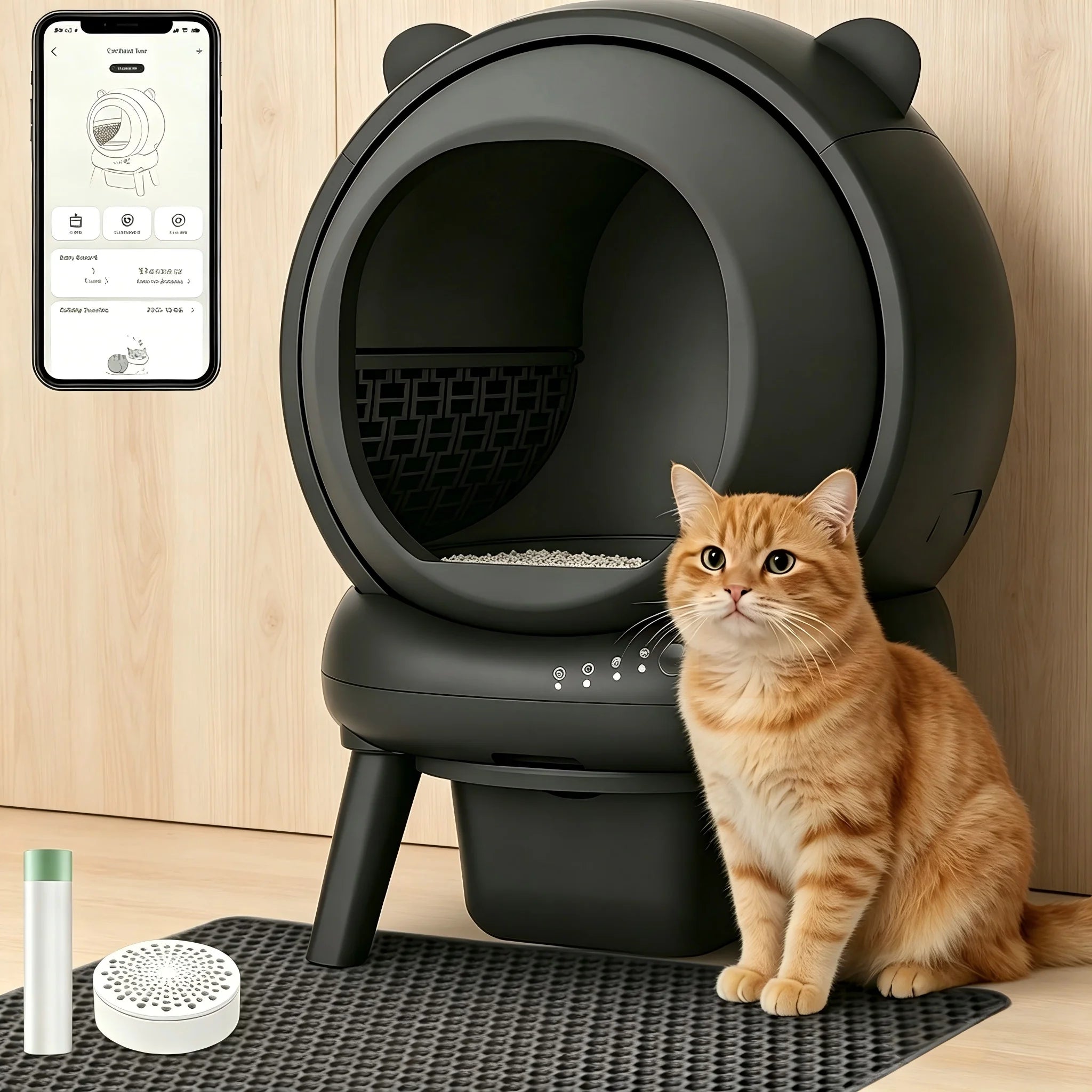 Bac à litière autonettoyant connecté 65 L pour chat