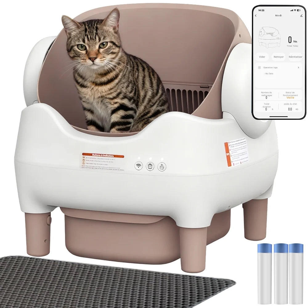 Bac à Litière Autonettoyant Connecté pour Chat