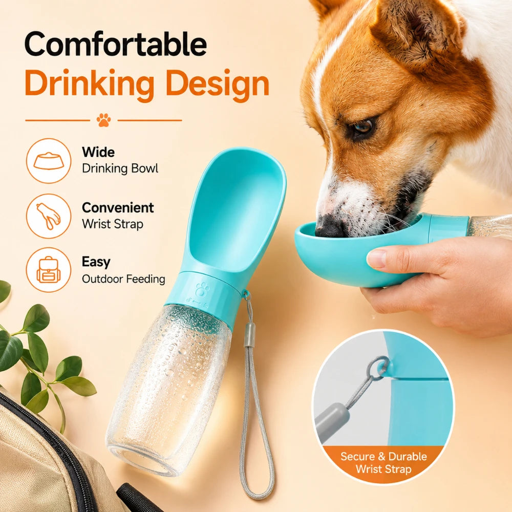 Gourde pour chien et chat avec gamelle intégrée