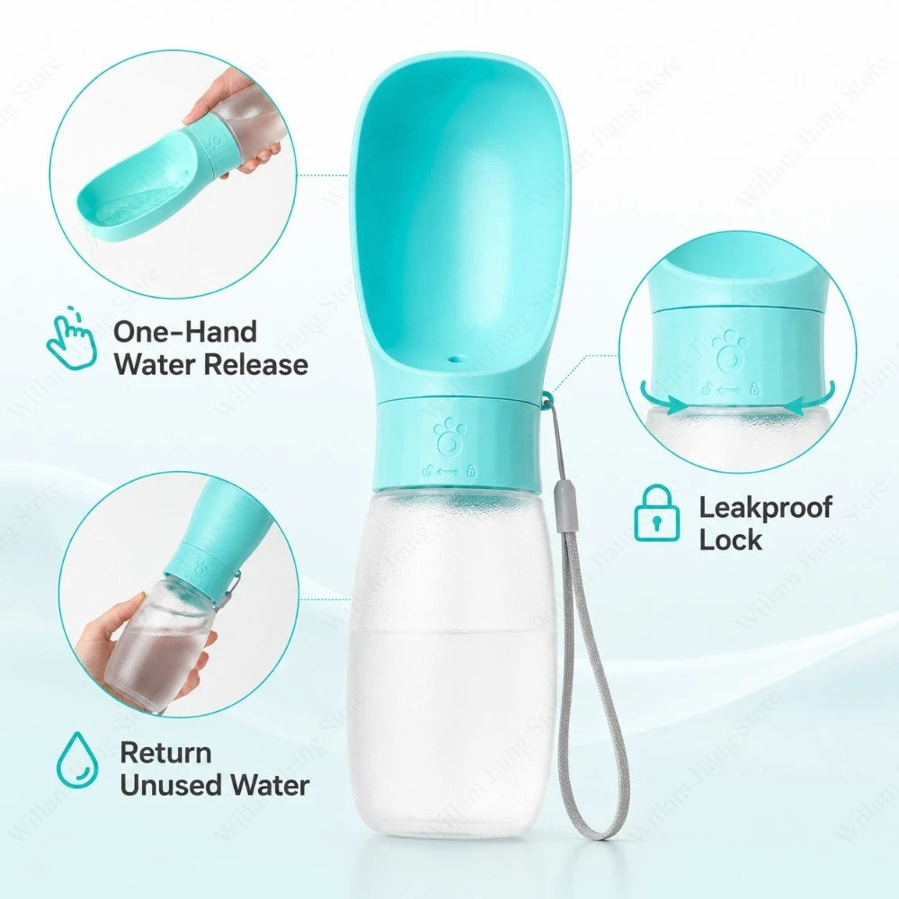 Gourde pour chien et chat avec gamelle intégrée