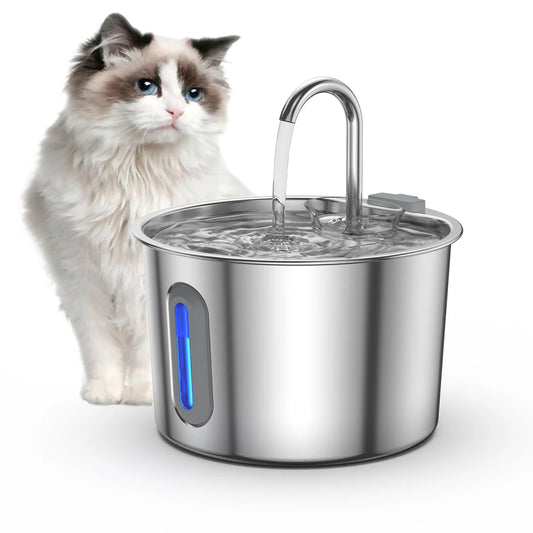 Fontaine à Eau Automatique Inox 2,2 L pour Chat et Chien