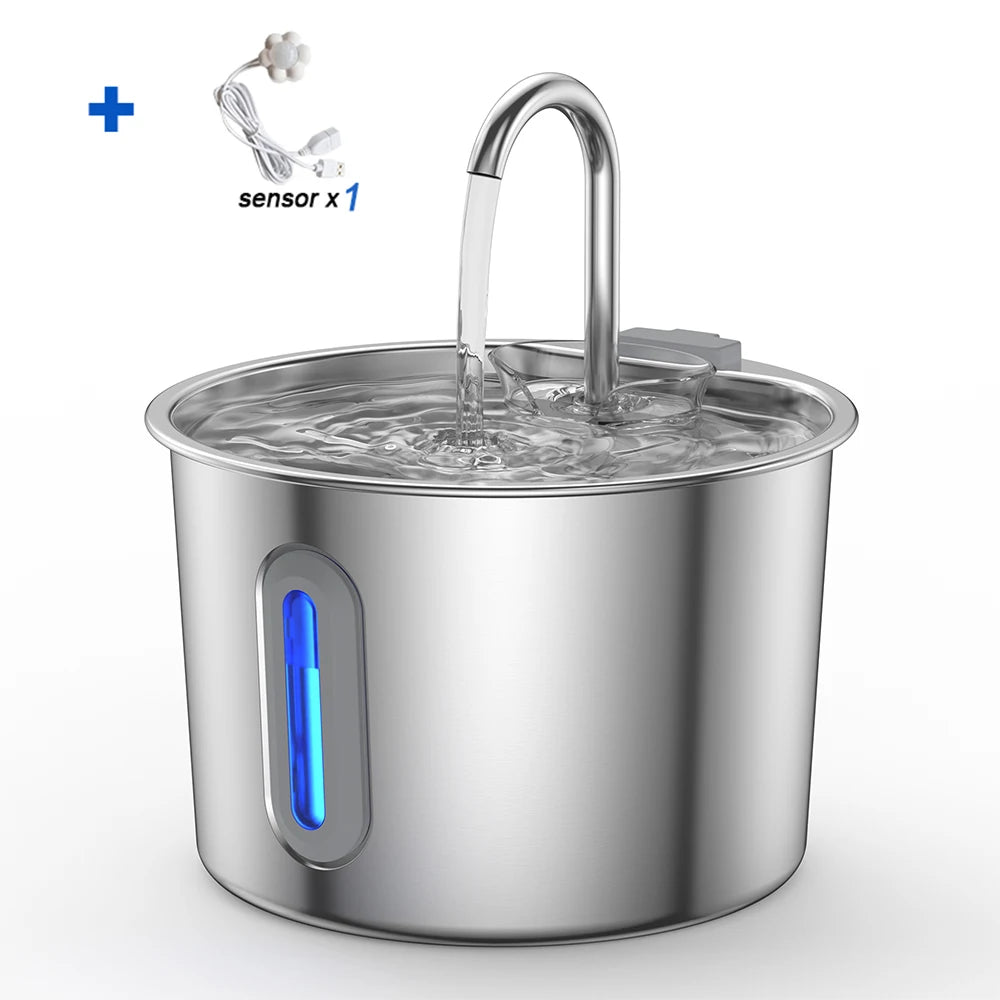 Fontaine à Eau Automatique Inox 2,2 L pour Chat et Chien