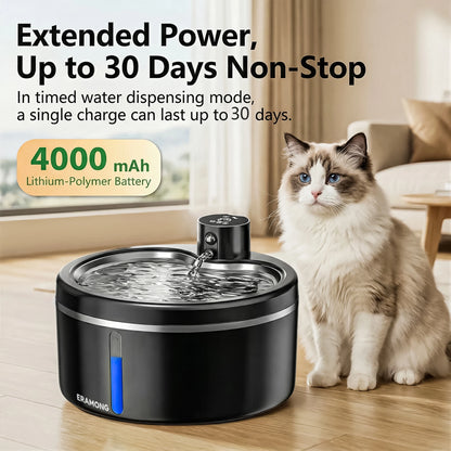 Fontaine à Eau Sans Fil 2,5 L pour Chat avec Détecteur