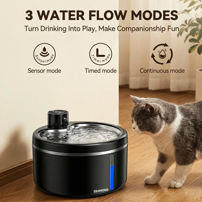 Fontaine à Eau Sans Fil 2,5 L pour Chat avec Détecteur