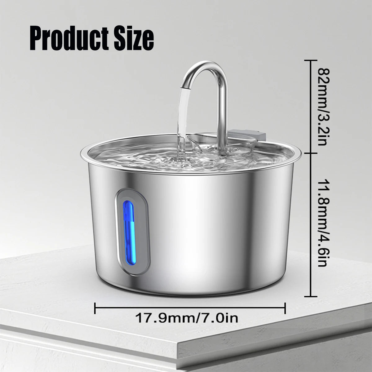 Fontaine à Eau Automatique Inox 2,2 L pour Chat et Chien
