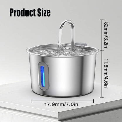 Fontaine à Eau Automatique Inox 2,2 L pour Chat et Chien