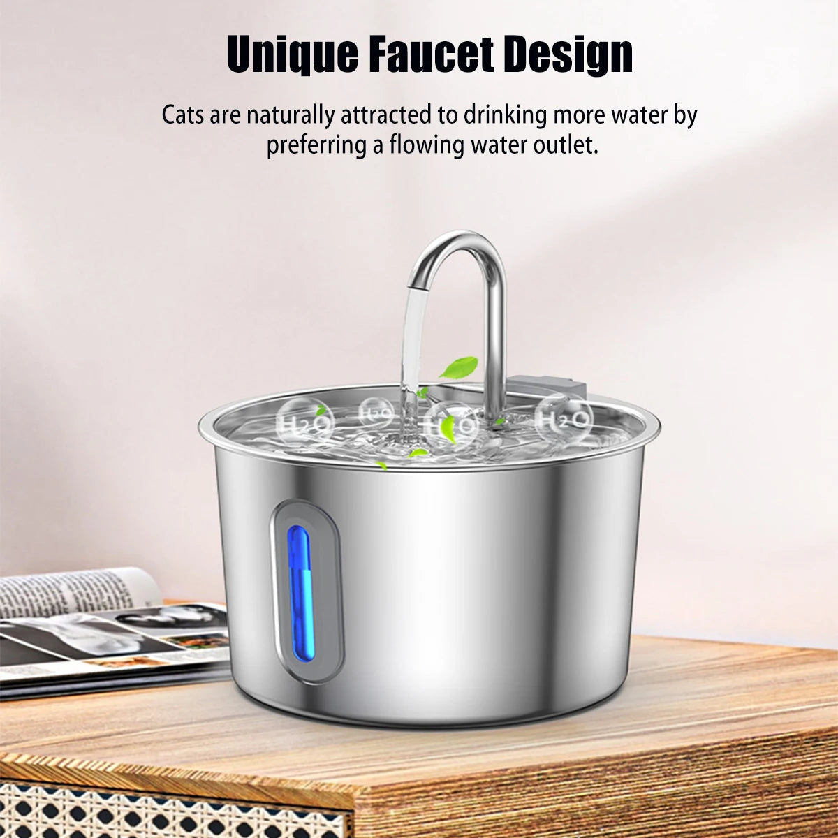 Fontaine à Eau Automatique Inox 2,2 L pour Chat et Chien